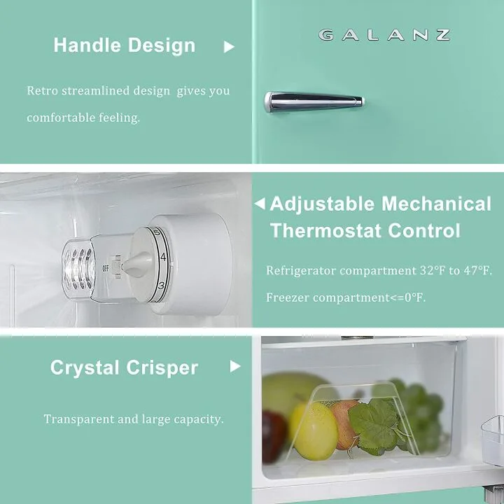 Galanz Dual Door Fridge - 3.1 Cu FT, Green