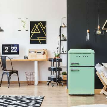 Galanz Dual Door Fridge - 3.1 Cu FT, Green