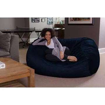 Sofa Sack Bean Bag Lounger - Plush Bean Bag Sofas with Super Soft Microsuede Cover - XL Memory Foam Stuffed Lounger Chairs for Kids, Adults, Couples - Jumbo Bean Bag Chair Furniture 6 Feet - Navy