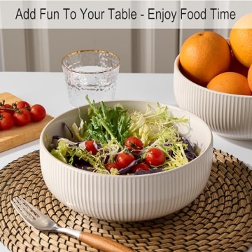 Jemirry Ceramic Serving Bowls - Elegant 8.5in Set of 2