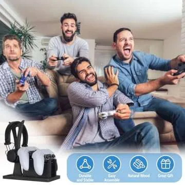 Gamer Gift for Men Teenage Boy Wood Controller Organizer with Headphone Holder & Game Controller Sta...