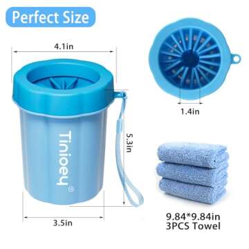 Tinioey Dog Paw Cleaner for Dogs (with 3 Absorbent Towels), Dog Paw Washer, Muddy Paw Cleaner, Pet Foot Cleaner