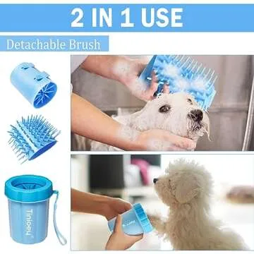 Tinioey Dog Paw Cleaner for Dogs (with 3 Absorbent Towels), Dog Paw Washer, Muddy Paw Cleaner, Pet Foot Cleaner