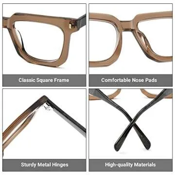 Zeelool Classic Oversized Square Blue Light Blocking Eyeglassesfor Women Men Coville ZJGA830292-02 Brown