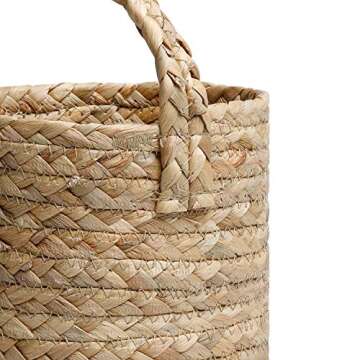 POTEY 730201 2pack Seagrass Woven Hanging Basket - Woven Fern Hanging Storage Basket Bin for Flower Plants Clothes, Brown(Medium+Large, Plant NOT Included)