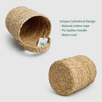 POTEY 730201 2pack Seagrass Woven Hanging Basket - Woven Fern Hanging Storage Basket Bin for Flower Plants Clothes, Brown(Medium+Large, Plant NOT Included)