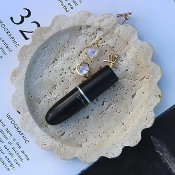 Natural Small Travertine Scalloped Edge Tray 6.3", Marble Jewelry Dish Tray, Trinket Tray for Women Gift