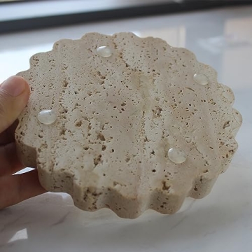 Natural Small Travertine Scalloped Edge Tray 6.3", Marble Jewelry Dish Tray, Trinket Tray for Women Gift