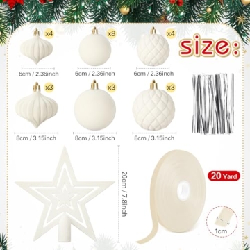 Hollowfly Velvet Christmas Tree Ornaments Set 27 Pcs