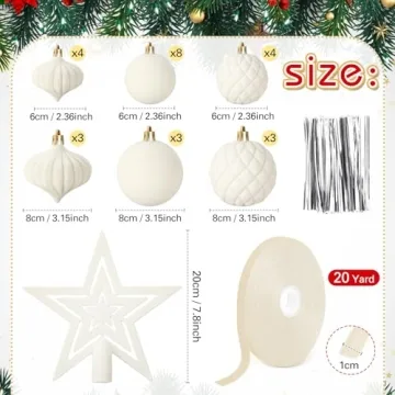 Hollowfly Velvet Christmas Tree Ornaments Set 27 Pcs