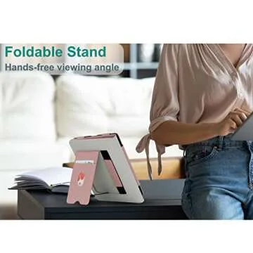 RSAquar New Kindle Paperwhite Case for 11th Generation eReader, 6.8” 2021 Edition, Premium PU Leather Cover with Auto Sleep Wake, Hand Strap, Card Slot, and Foldable Stand, Rose Gold