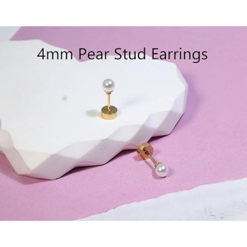 Tiny Pearl Gold Earrings - Hypoallergenic Surgery Steel