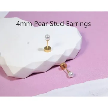 Tiny Pearl Gold Earrings - Hypoallergenic Surgery Steel
