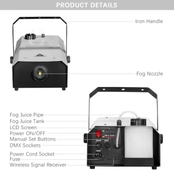 1500W Fog Machine with DMX & Wireless Remote