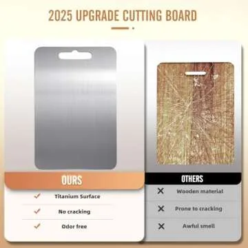 100% Titanium Cutting Board for Kitchen - Dishwasher Safe Chopping Boards with Handle, Reversible Ch...