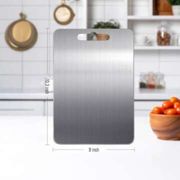 100% Titanium Cutting Board for Kitchen - Dishwasher Safe Chopping Boards with Handle, Reversible Charcuterie Board for Home Counter Outdoor Camping Housewarming Gifts for Women (13.3 x 9)