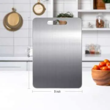 100% Titanium Cutting Board for Kitchen - Dishwasher Safe Chopping Boards with Handle, Reversible Charcuterie Board for Home Counter Outdoor Camping Housewarming Gifts for Women (13.3 x 9)