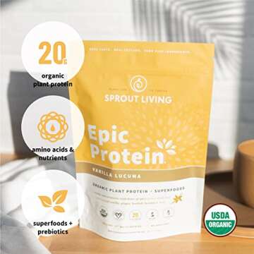Sprout Living Protein Essentials Vanilla Lucuma & Pumpkin (Epic Protein Vanilla Lucuma and Simple Protein Pumpkin) | Complete, Organic, Plant-Based Protein Powders …