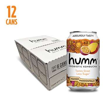 Humm Kombucha Mango Passionfruit, Organic, Vegan & GMO Free (12 Pack)