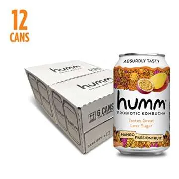 Humm Kombucha Mango Passionfruit, Organic, Vegan & GMO Free (12 Pack)
