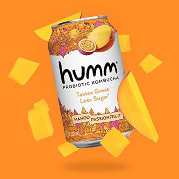 Humm Kombucha Mango Passionfruit, Organic, Vegan & GMO Free (12 Pack)