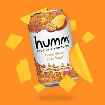 Humm Kombucha Mango Passionfruit, Organic, Vegan & GMO Free (12 Pack)