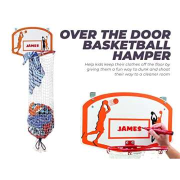 Etna Over the Door Basketball Laundry Hamper -Space Saving Hanging Laundry Hamper with Metal Ring, B...