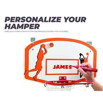 Etna Over the Door Basketball Laundry Hamper -Space Saving Hanging Laundry Hamper with Metal Ring, Backboard, Drawstring Bag-Fun Laundry Hamper to use in Kids Room, Dorm Rooms, Dunk Away Dirty Laundry