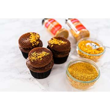 Bakerpan Edible Gold Nonpareils Sprinkles for Cupcakes, Gold Sprinkles Edible for Cake Decorating - 5.1 Ounces (Made in USA)