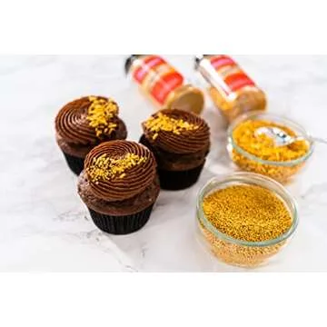Bakerpan Edible Gold Nonpareils for Cake Decorating