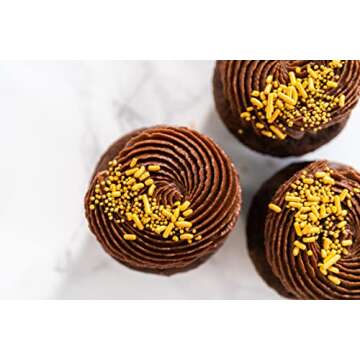 Bakerpan Edible Gold Nonpareils Sprinkles for Cupcakes, Gold Sprinkles Edible for Cake Decorating - 5.1 Ounces (Made in USA)