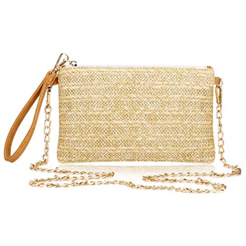 COOKOOKY Straw Clutch Bag – Chic Bohemian Zipper Wristlet for Women