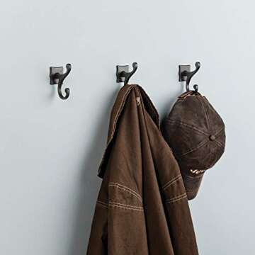 Franklin Brass Double Scroll (5-Pack) Coat and Hat Wall Hooks Double Hooks for Hanging Tumbled Dark ...