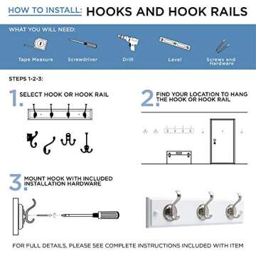 Franklin Brass Double Scroll (5-Pack) Coat and Hat Wall Hooks Double Hooks for Hanging Tumbled Dark Gunmetal Wall Mount Hanger Backpack, Purse, Bag, Towel Organization Decorative Hooks FBSCRH5-TDG-C
