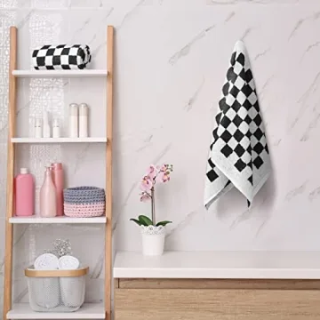 Frienda Checkered Hand Towels Set of 4 Soft Retro Absorbent