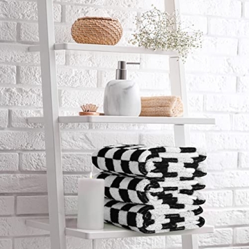Frienda Checkered Hand Towels Set of 4 Soft Retro Absorbent