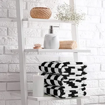 Frienda Checkered Hand Towels Set of 4 Soft Retro Absorbent