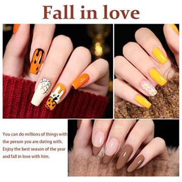 OPUIU 10 Pcs Fall Winter Gel Nail Polish Set, UV Nail Gel Polish Kit Yellow Brown Dark Red Burnt Orange Marron Gel Polish Colors Holiday Decoration Salon DIY Home Nail Art Gift