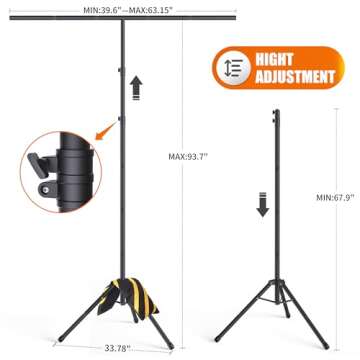 Forlogic Portable T-Shape Backdrop Stand Support Kit 8x5.3ft, Adjustable Photography Green Screen Ba...