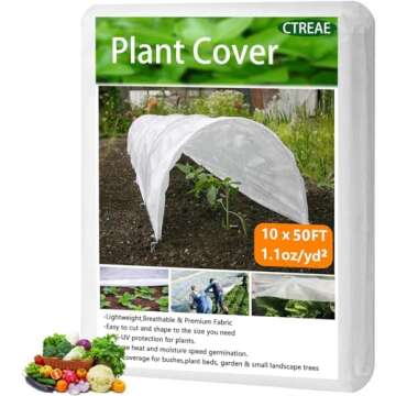 CTREAE Plant Covers Freeze Protection 10 FT x 50 FT - Lightweight Frost Blanket for Plants