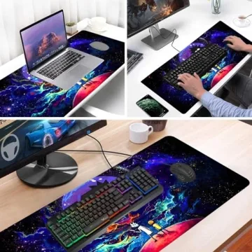 Large Gaming Mouse Pad with Starry Night Sky Design
