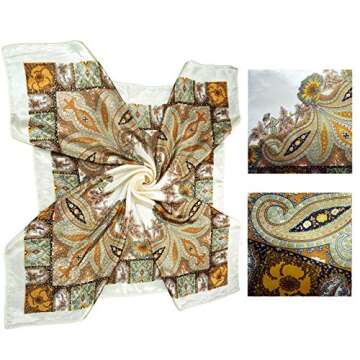 LilMents 4 Mixed Designs Large 35" × 35" Square Polyester Satin Neck Head Scarf Scarves Set (Set Y1...