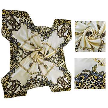 LilMents 4 Mixed Designs Large 35" × 35" Square Polyester Satin Neck Head Scarf Scarves Set (Set Y16)