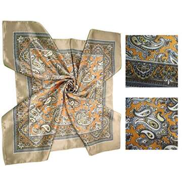 LilMents 4 Mixed Designs Large 35" × 35" Square Polyester Satin Neck Head Scarf Scarves Set (Set Y16)