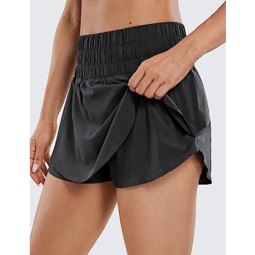 Stylish CRZ YOGA Athletic Shorts with Skirt Overlay for Women