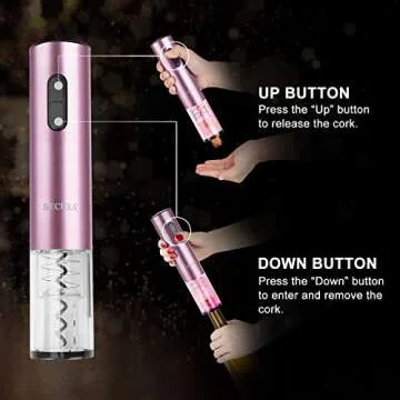 Secura Electric Wine Opener, Automatic Electric Wine Bottle Corkscrew Opener with Foil Cutter, Rechargeable (Rose Gold)