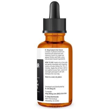 Dr. Berg (All In One) Hair Serum with Jojoba Oil & Castor Oil For Fuller Thicker Looking Hair | Contains 15 Plant-Based Natural Hair Oils | Enhancement with Vitamin E & D | 2 fl oz