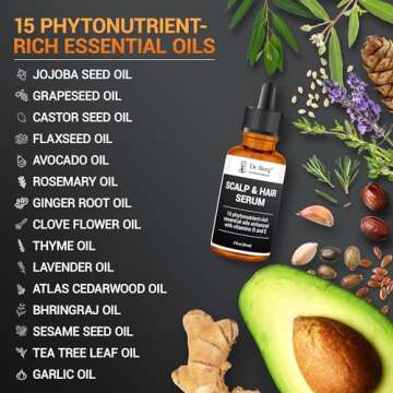 Dr. Berg (All In One) Hair Serum with Jojoba Oil & Castor Oil For Fuller Thicker Looking Hair | Contains 15 Plant-Based Natural Hair Oils | Enhancement with Vitamin E & D | 2 fl oz