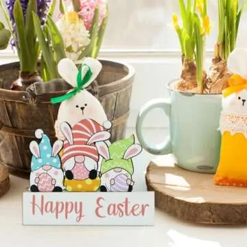 Dohia Wooden Easter Table Decorations for Spring Festivities