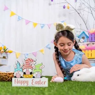 Dohia Wooden Easter Table Decorations for Spring Festivities